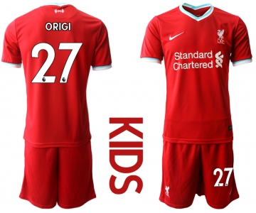 Youth 2020-2021 club Liverpool home 27 red Soccer Jerseys