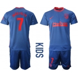 Youth 2020-2021 club Atletico Madrid away 7 blue Soccer Jerseys