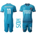Youth 2020-2021 club AC milan away 11 blue Soccer Jerseys