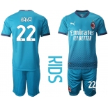 Youth 2020-2021 club AC milan away 22 blue Soccer Jerseys