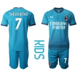 Youth 2020-2021 club AC milan away 7 blue Soccer Jerseys1
