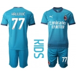 Youth 2020-2021 club AC milan away 77 blue Soccer Jerseys