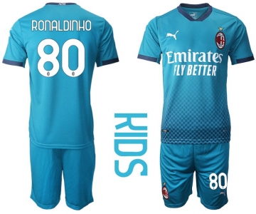 Youth 2020-2021 club AC milan away 80 blue Soccer Jerseys