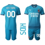 Youth 2020-2021 club AC milan away customized blue Soccer Jerseys