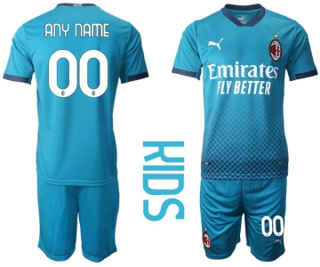 Youth 2020-2021 club AC milan away customized blue Soccer Jerseys