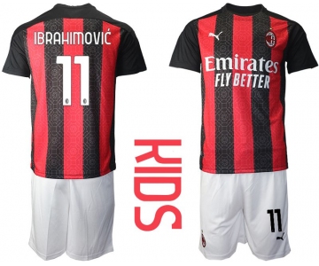 Youth 2020-2021 club AC milan home 11 red Soccer Jerseys