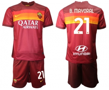 Men 2020-2021 club AS Roma home 21 red Soccer Jerseys