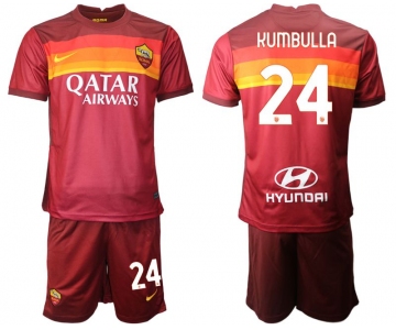 Men 2020-2021 club AS Roma home 24 red Soccer Jerseys