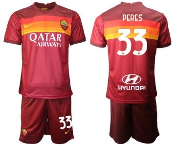 Men 2020-2021 club AS Roma home 33 red Soccer Jerseys