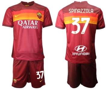 Men 2020-2021 club AS Roma home 37 red Soccer Jerseys