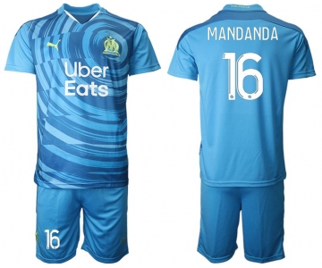 Men 2020-2021 club Olympique de Marseille away 16 blue Soccer Jerseys