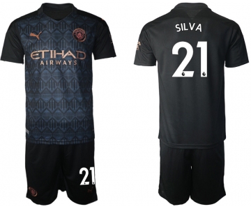 Men 2020-2021 club Manchester City away 21 black Soccer Jerseys