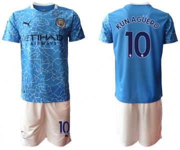 Men 2020-2021 club Manchester City home 10 blue Soccer Jerseys