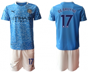 Men 2020-2021 club Manchester City home 17 blue Soccer Jerseys