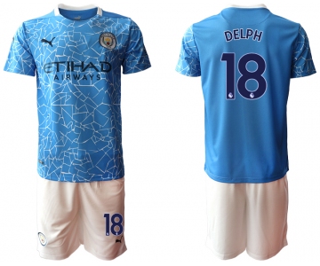 Men 2020-2021 club Manchester City home 18 blue Soccer Jerseys