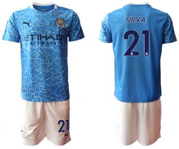 Men 2020-2021 club Manchester City home 21 blue Soccer Jerseys