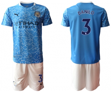 Men 2020-2021 club Manchester City home 3 blue Soccer Jerseys