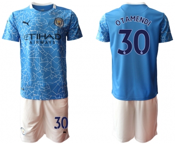 Men 2020-2021 club Manchester City home 30 blue Soccer Jerseys