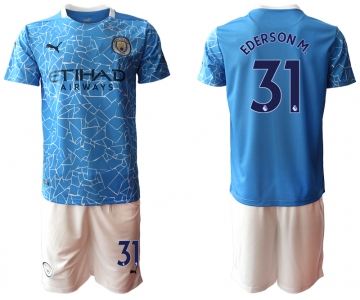 Men 2020-2021 club Manchester City home 31 blue Soccer Jerseys