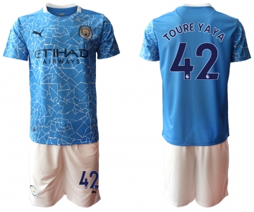 Men 2020-2021 club Manchester City home 42 blue Soccer Jerseys