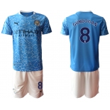 Men 2020-2021 club Manchester City home 8 blue Soccer Jerseys