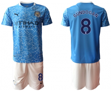 Men 2020-2021 club Manchester City home 8 blue Soccer Jerseys