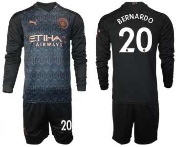 Men 2020-2021 club Manchester city home long sleeve 20 black Soccer Jerseys