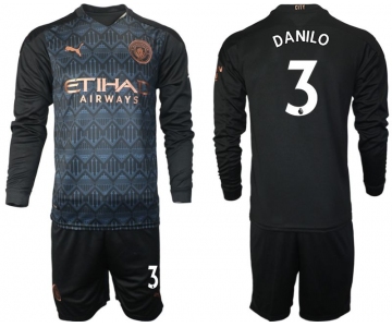 Men 2020-2021 club Manchester city home long sleeve 3 black Soccer Jerseys