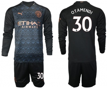Men 2020-2021 club Manchester city home long sleeve 30 black Soccer Jerseys