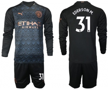 Men 2020-2021 club Manchester city home long sleeve 31 black Soccer Jerseys