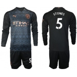 Men 2020-2021 club Manchester city home long sleeve 5 black Soccer Jerseys