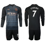 Men 2020-2021 club Manchester city home long sleeve 7 black Soccer Jerseys