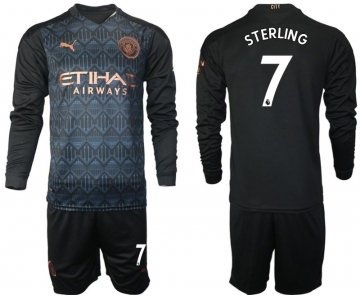 Men 2020-2021 club Manchester city home long sleeve 7 black Soccer Jerseys