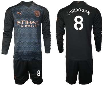 Men 2020-2021 club Manchester city home long sleeve 8 black Soccer Jerseys
