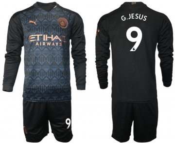 Men 2020-2021 club Manchester city home long sleeve 9 black Soccer Jerseys