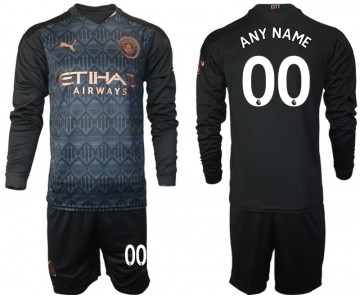 Men 2020-2021 club Manchester city home long sleeve customized black Soccer Jerseys