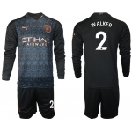 Men 2021 Manchester city home long sleeve 2 soccer jerseys