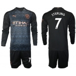 Men 2021 Manchester city home long sleeve 7 soccer jerseys