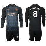 Men 2021 Manchester city home long sleeve 8 soccer jerseys