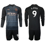 Men 2021 Manchester city home long sleeve 9 soccer jerseys