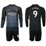 Men 2021 Manchester city home long sleeve 9 soccer jerseys