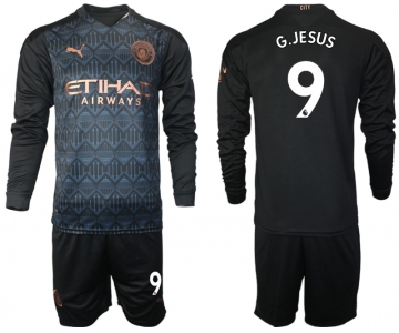 Men 2021 Manchester city home long sleeve 9 soccer jerseys