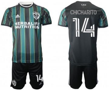 Men 2021-2022 Club Los Angeles Galaxy away black 14 Adidas Soccer Jersey