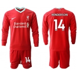 Men 2020-2021 club Liverpool home long sleeves 14 red Soccer Jerseys