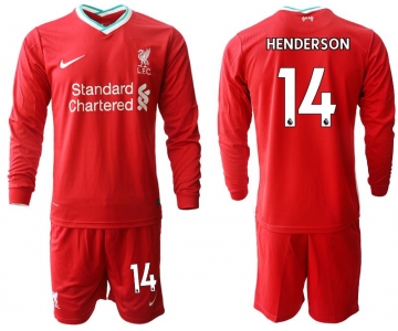 Men 2020-2021 club Liverpool home long sleeves 14 red Soccer Jerseys