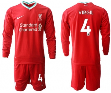 Men 2020-2021 club Liverpool home long sleeves 4 red Soccer Jerseys