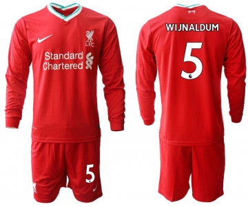Men 2020-2021 club Liverpool home long sleeves 5 red Soccer Jerseys