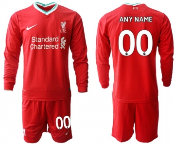 Men 2020-2021 club Liverpool home long sleeves customized red Soccer Jerseys