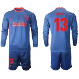 Men 2020-2021 club Atletico Madrid away long sleeves 13 blue Soccer Jerseys
