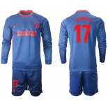 Men 2020-2021 club Atletico Madrid away long sleeves 17 blue Soccer Jerseys
